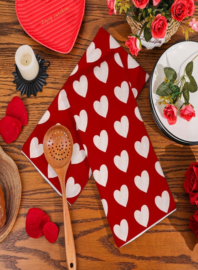 Siilues Valentines Day Kitchen Towels Set of 2, 18x26 Inch Valentines Day Dish Towels Sweet Heart Valentines Day Decor Hand Towels Seasonal Decorations for Home Drying Dishcloth - Image 4